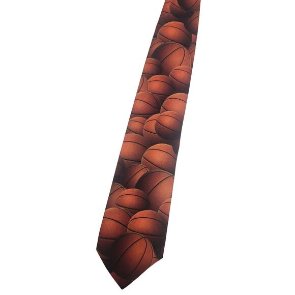Ralph Marlin Necktie Just Balls Basketballs Vintage 90s Sports Tie Made In USA - Picture 3 of 6